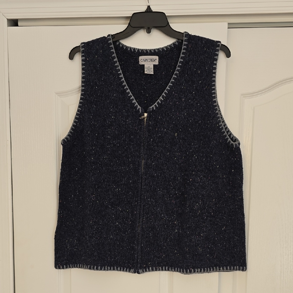 Charter Club Dark Blue Knit Zip Vest